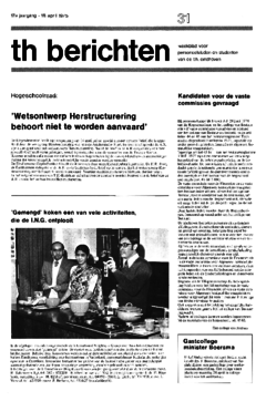 Voorzijde van magazine: TH berichten 31 - 18 april 1975