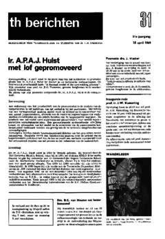 Voorzijde van magazine: TH berichten 31 - 25 april 1969
