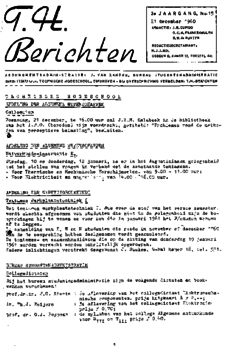 Voorzijde van magazine: TH berichten 15 - 21 december 1960