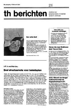 Voorzijde van magazine: TH berichten 21 - 8 februari 1974