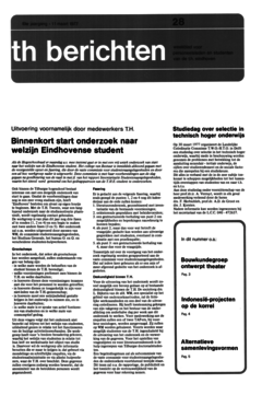 Voorzijde van magazine: TH berichten 28 - 11 maart 1977