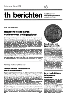 Voorzijde van magazine: TH berichten 18 - 5 januari 1973